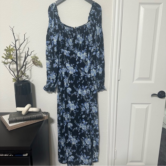 NWT Free People Jaymes Floral Print Square Neck Long Sleeves Midi Dress - Picture 14 of 14